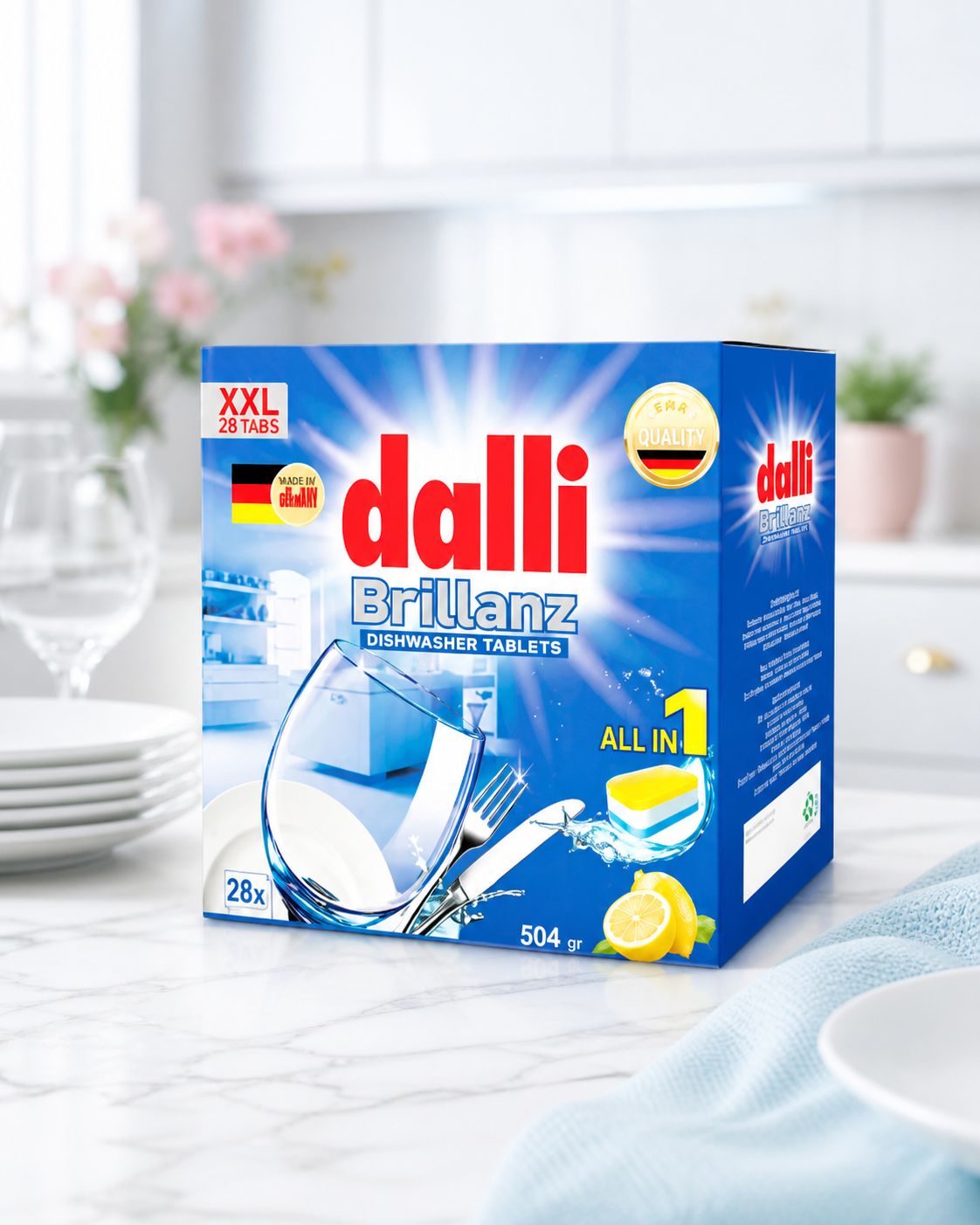 قرص ماشین ظرفشویی دالی Dalli بسته 28 عددی | تمیز کننده و براق کننده ظروف